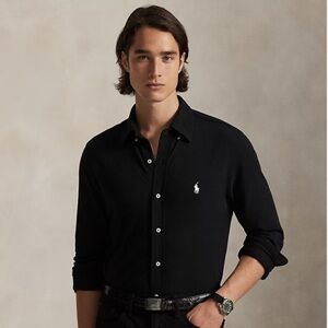 Ralph Lauren Men's Featherweight Mesh Shirt | Black Button Down Shirt | Size S